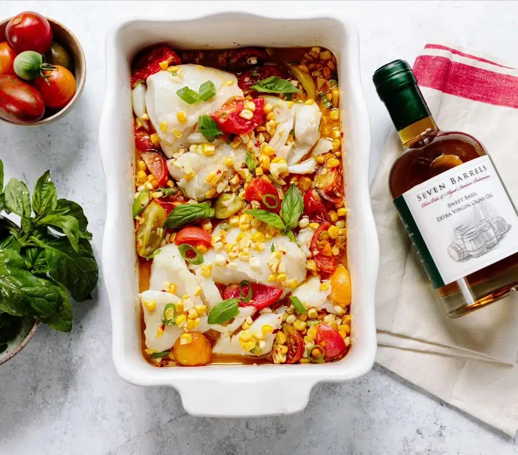 Seven Barrels Lifestyle Image Sweet Basil and Baked Cod