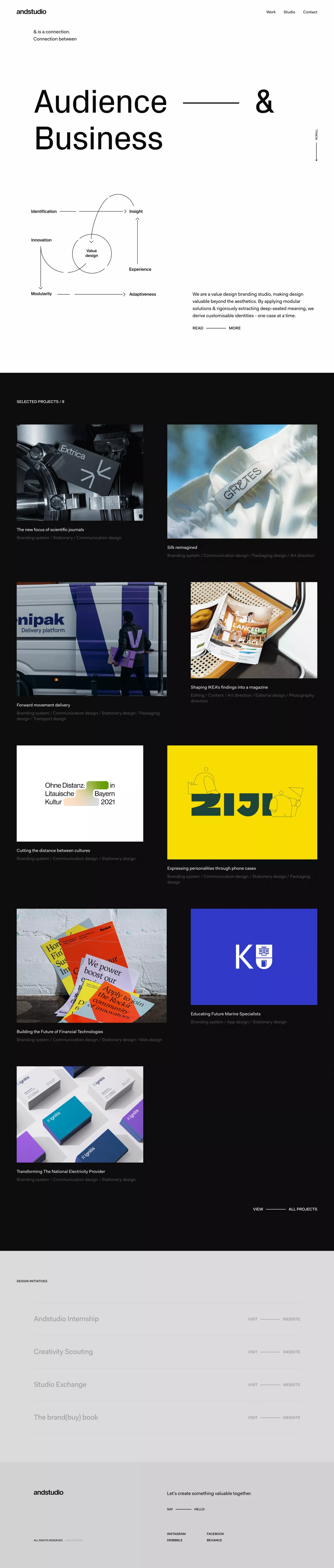Andstudio portfolio page screenshot showcasing Design and Tech design