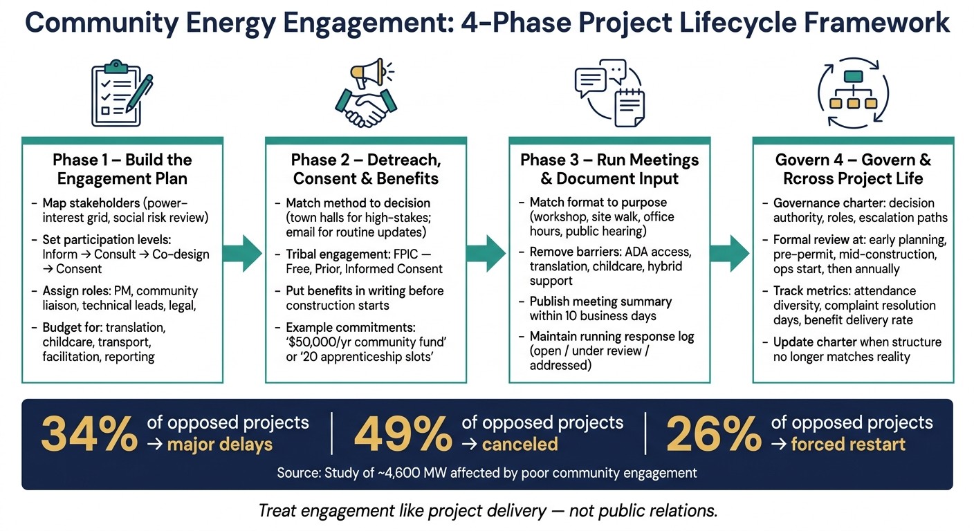 Community Energy Engagement: 4-Phase Project Lifecycle Framework