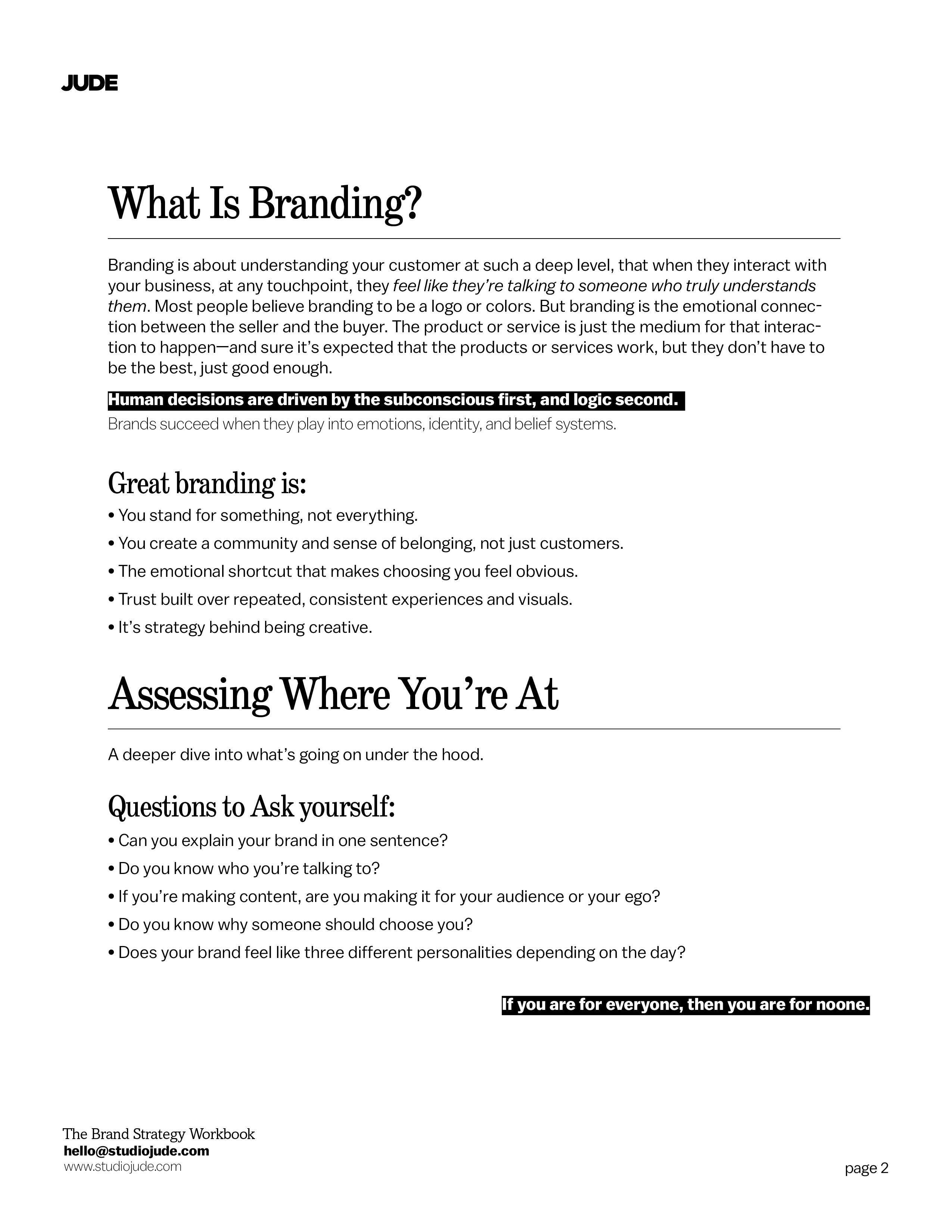 brand strategy workbook page 2