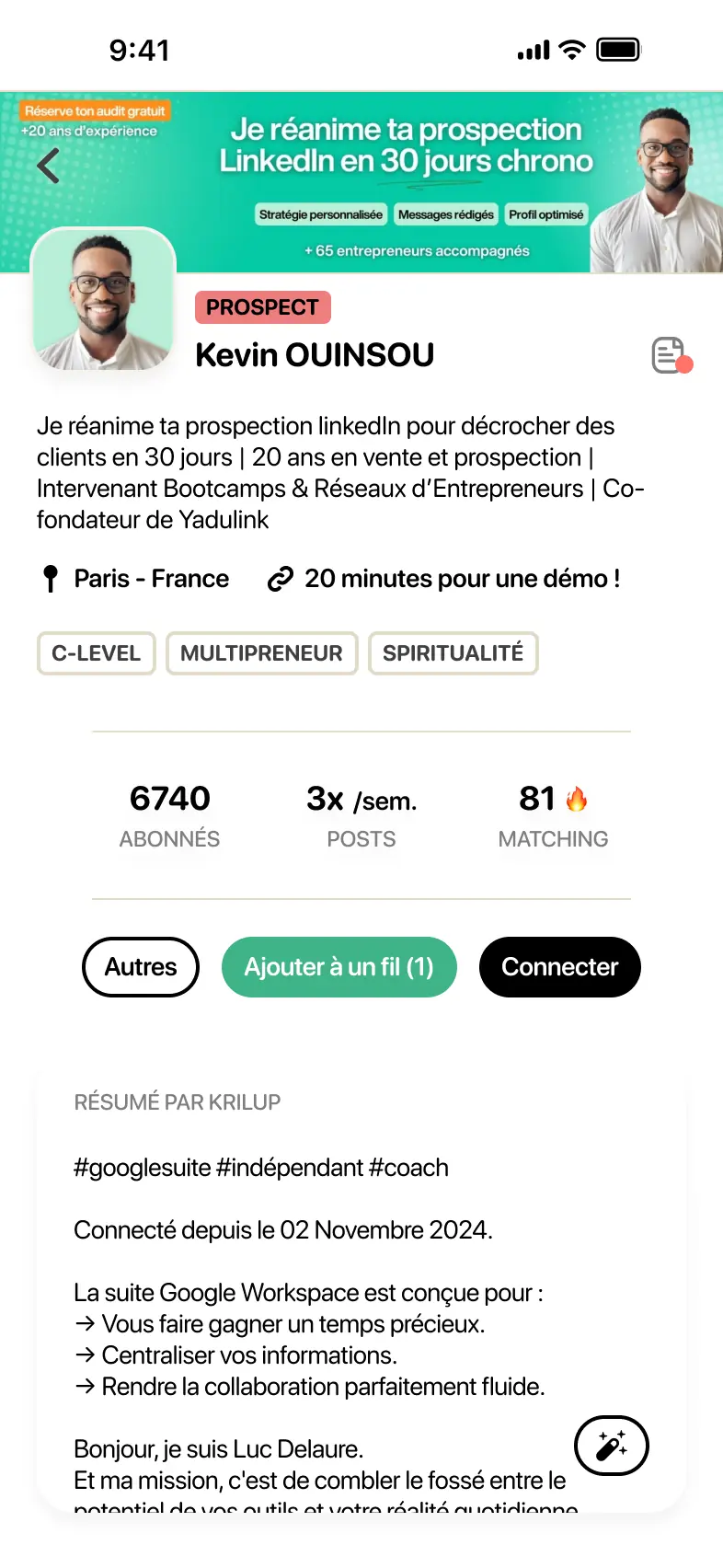 profil utilisateur krilup