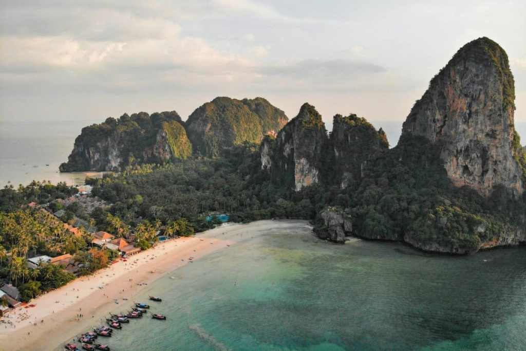 aerial view of railay beach