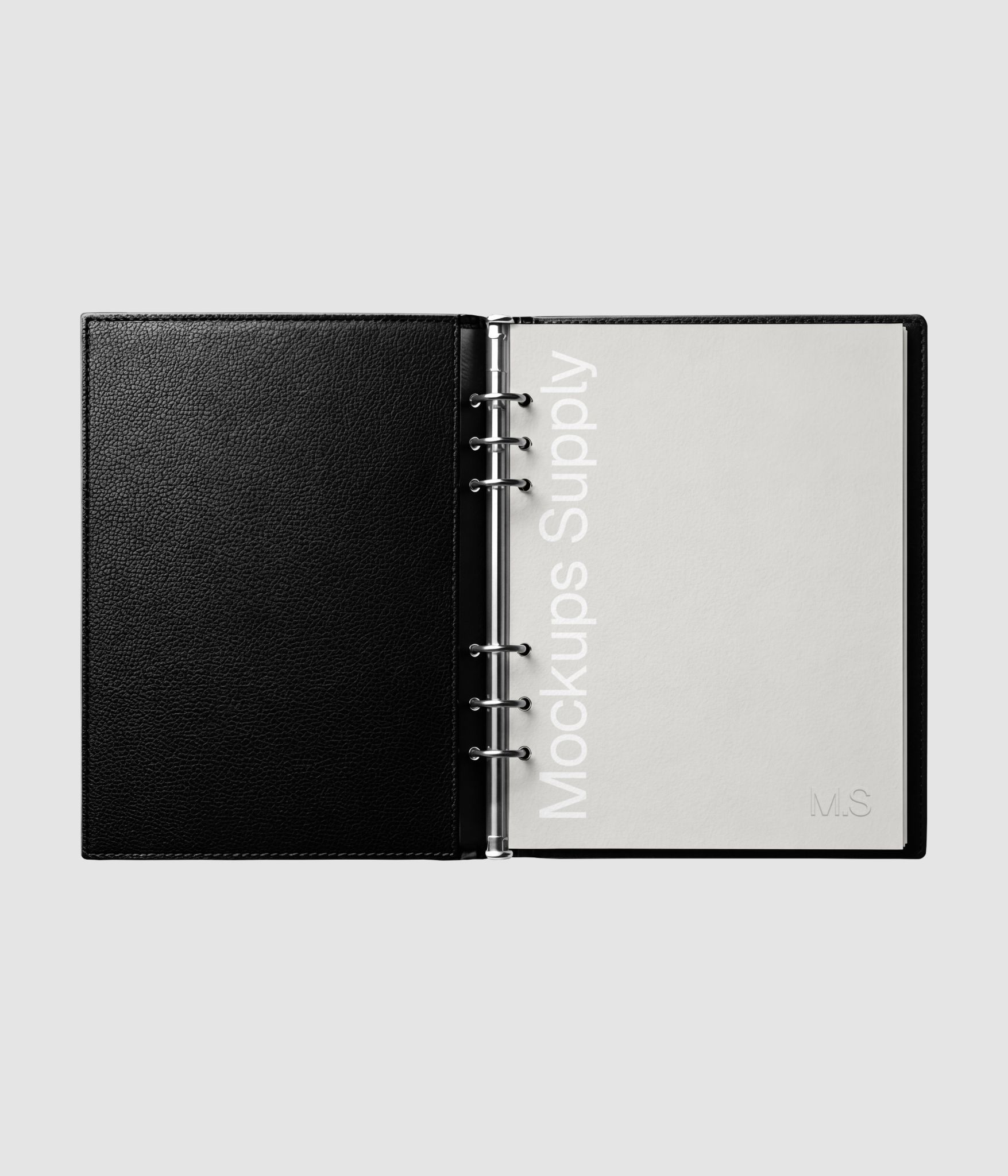 Minimal leather binder notebook mockup with editable single page layout download