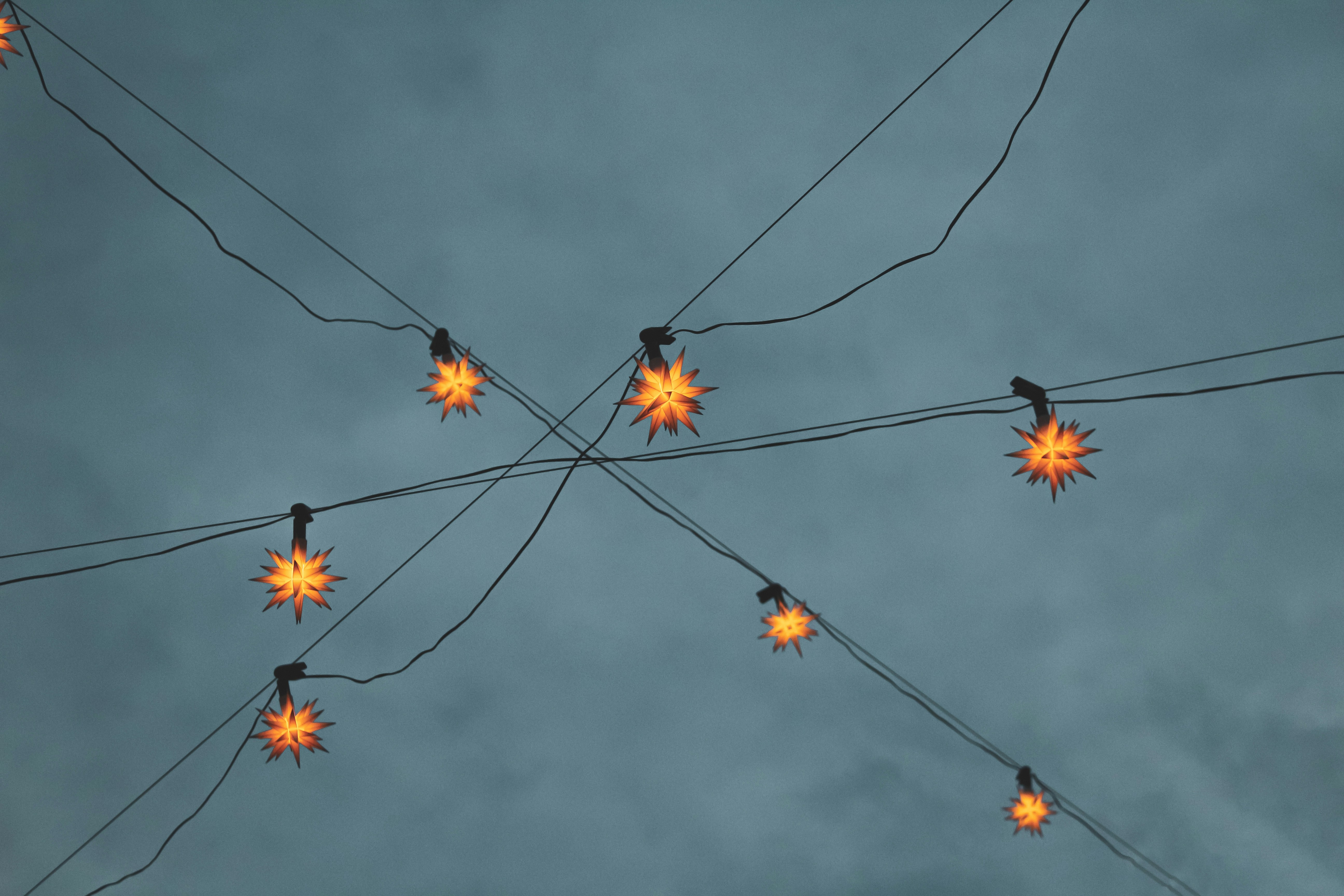 Yellow lights, on Power Lines