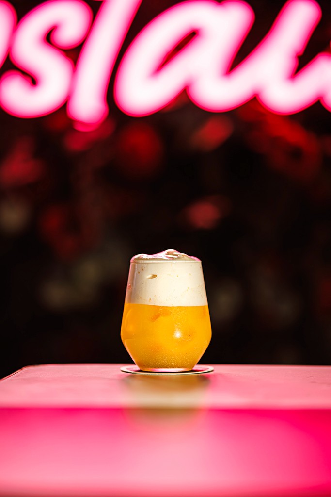 Maple and Peach Bourbon Sour cocktail at Her Upstairs
