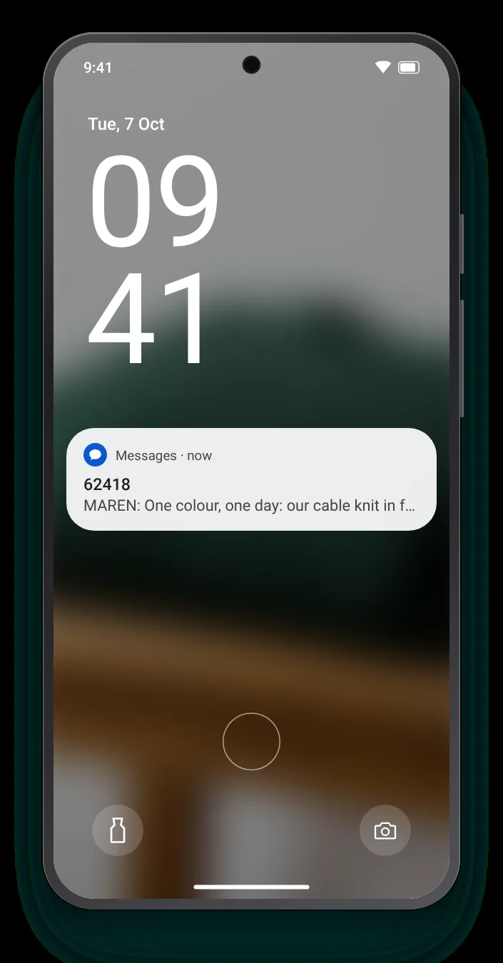 The same text as a notification on an Android lock screen