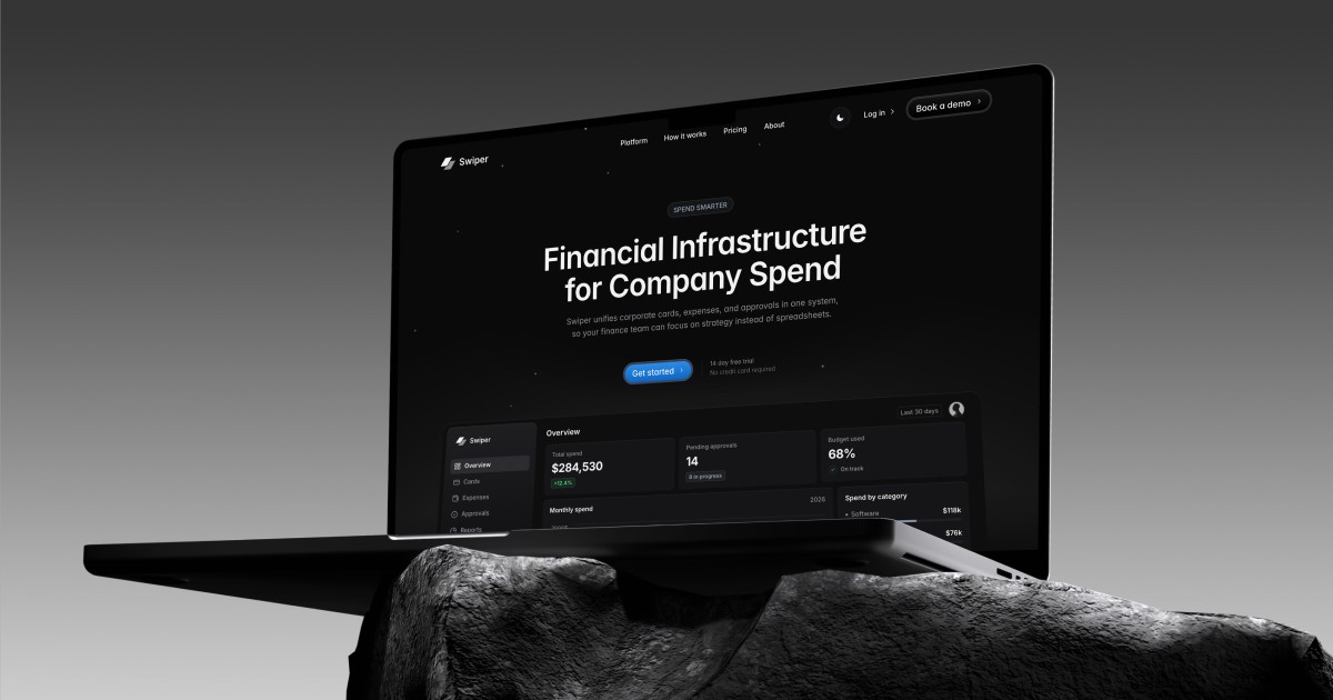 Swiper, a free Framer fintech website template