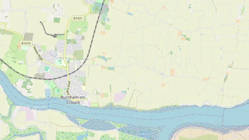Map showing Burnham on Crouch in Essex