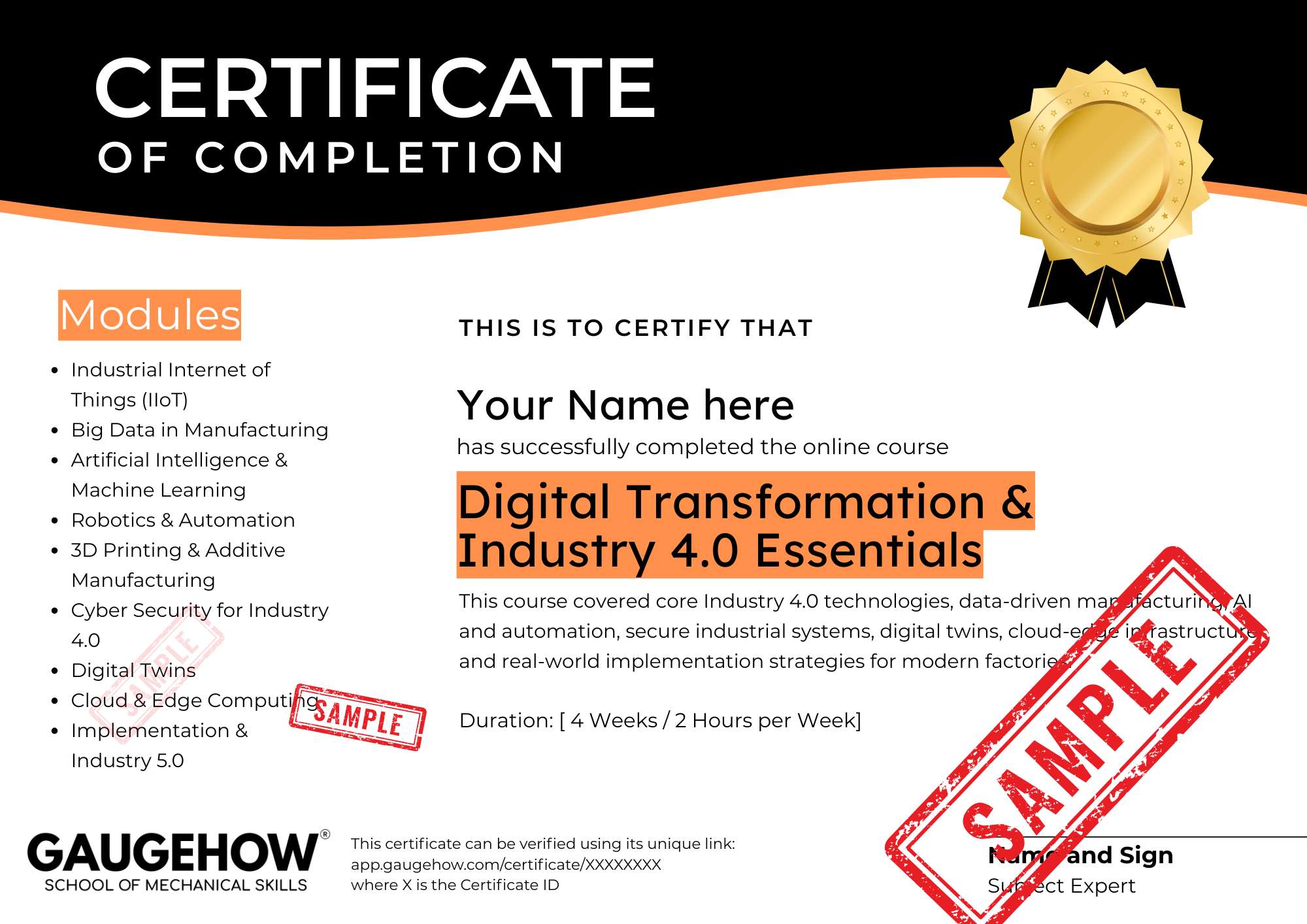 industry 4.0 course certificate