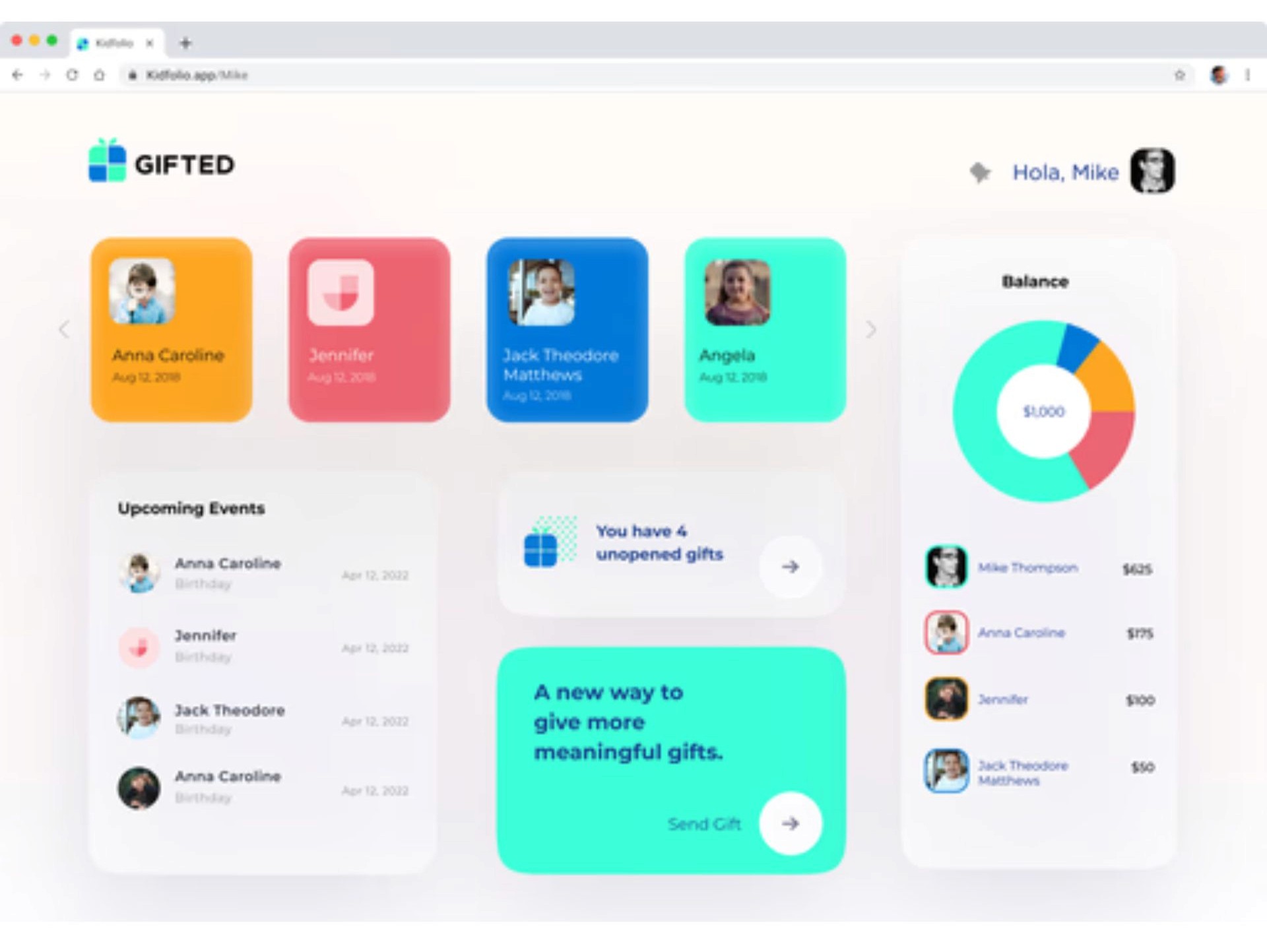 Kidfolio, Blockchain based gifting platform