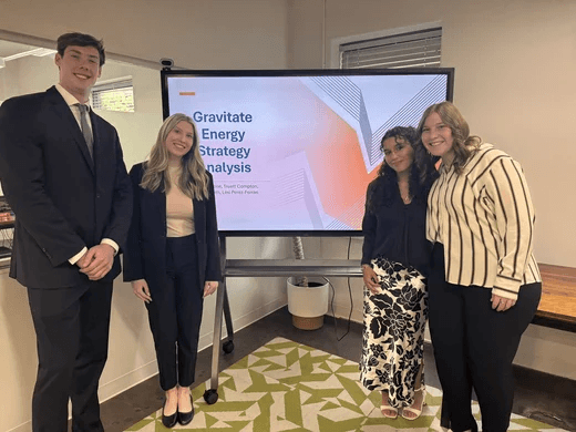 University of Arkansas capstone team presenting Gravitate Energy Strategy Analysis