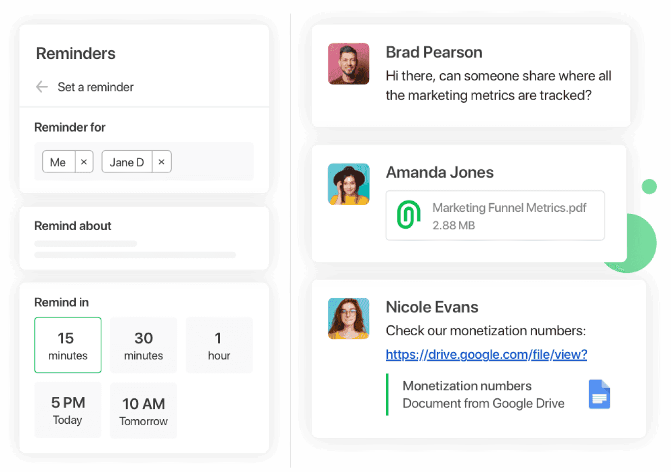 Reminder feature of Flock