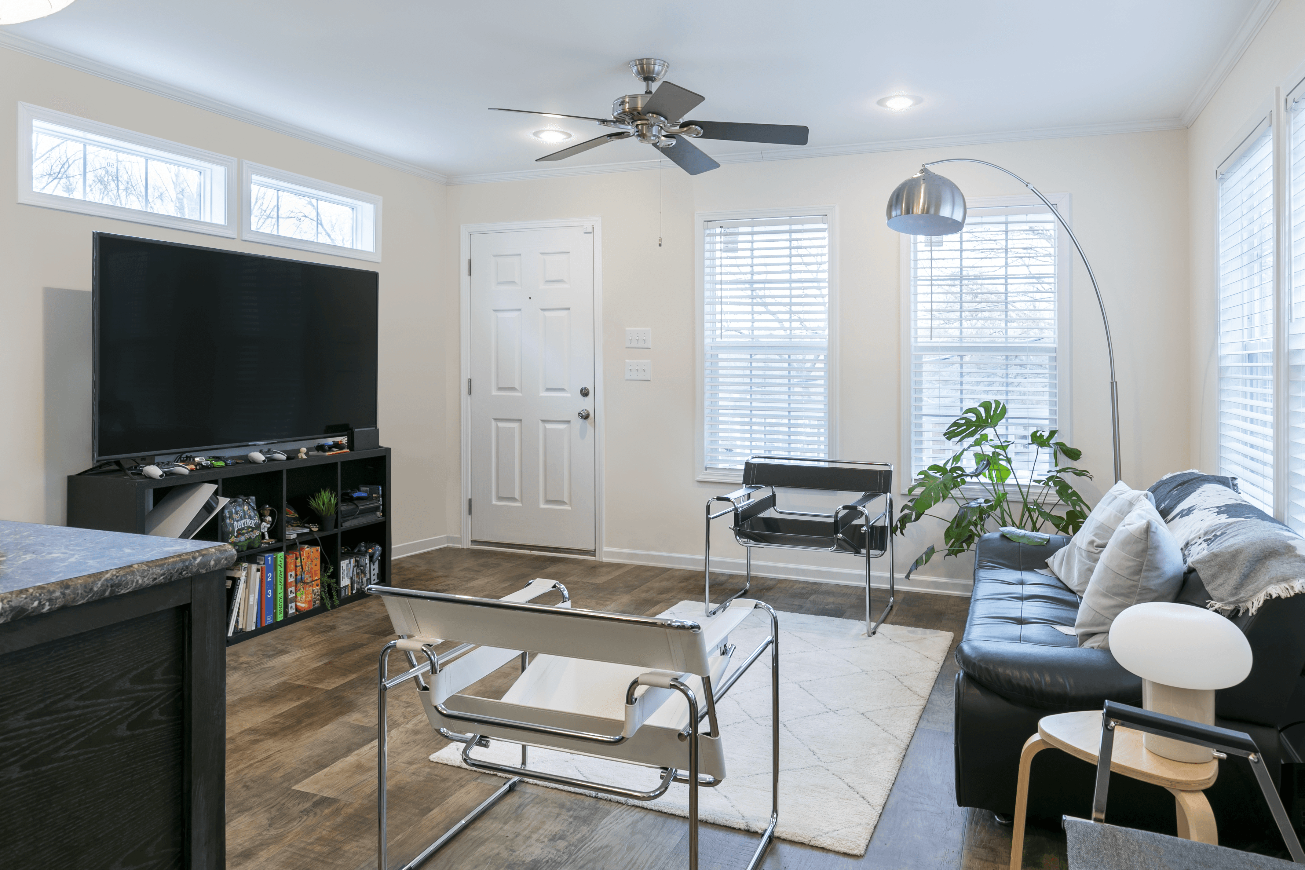 some brown leather -seat sofa