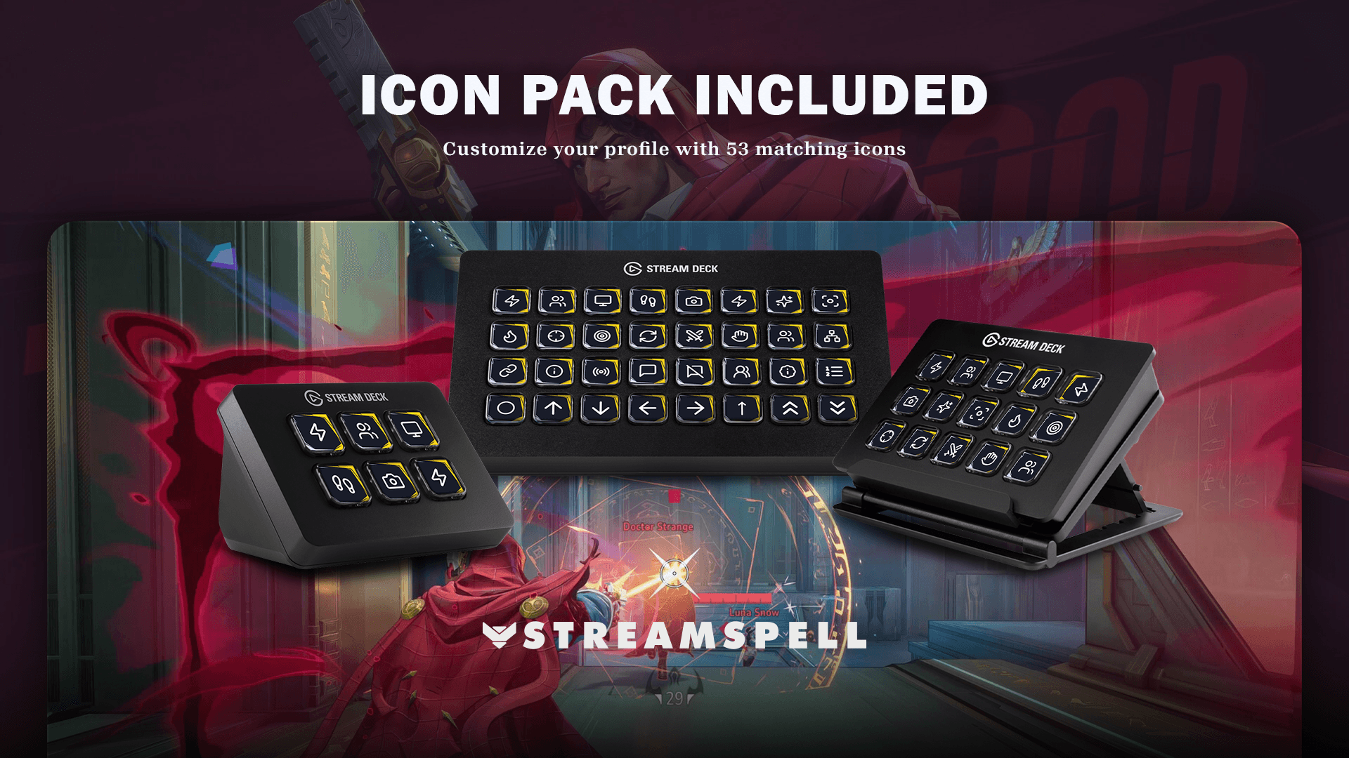 Marvel Rivals static Stream Deck icon pack included with the profile