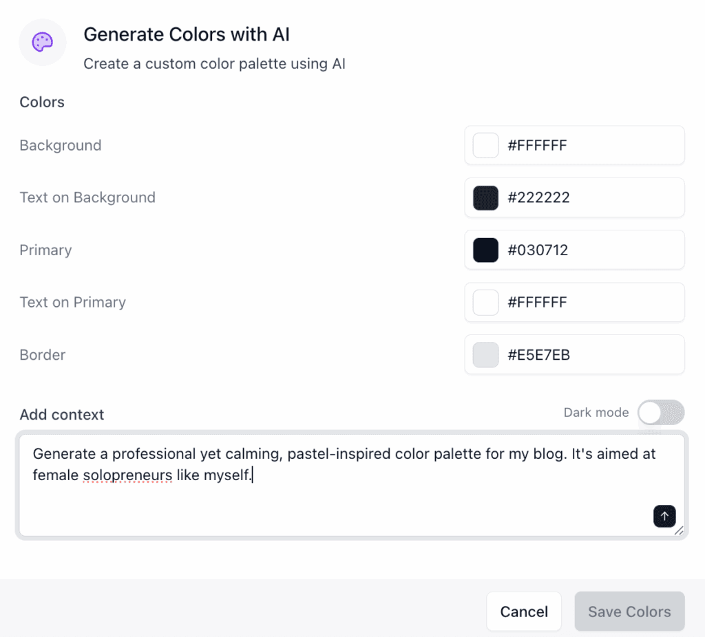 using ai to generate a new color palette