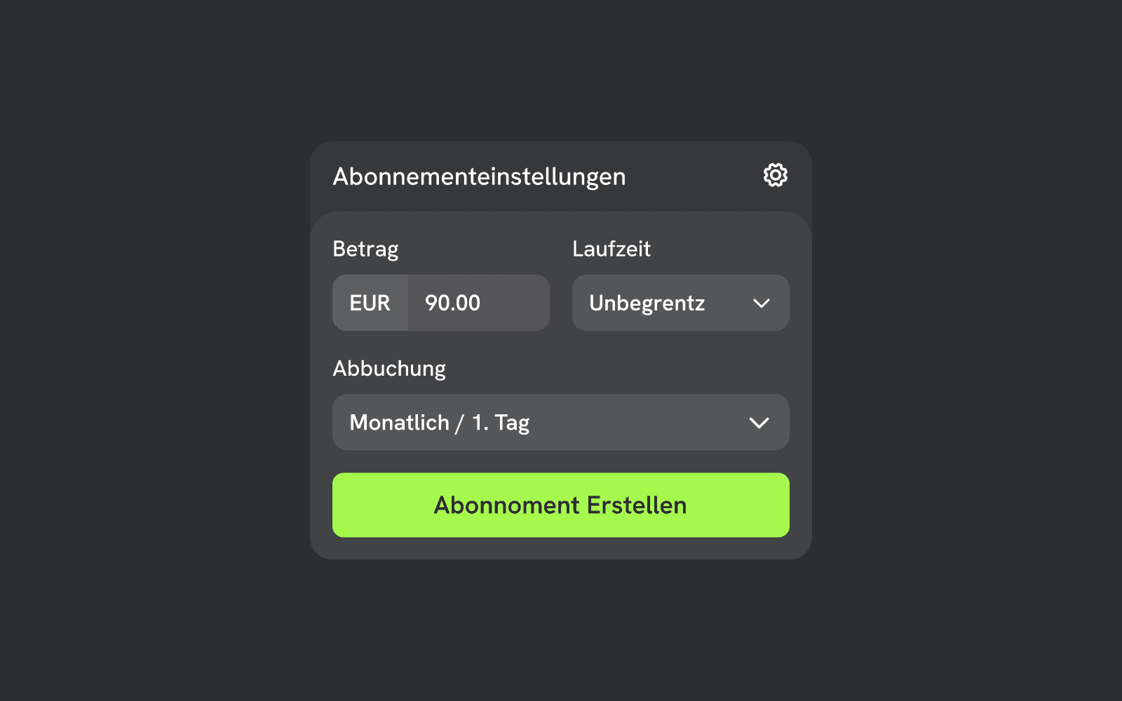 Illustration Abonnementszahlungen Einstellungen