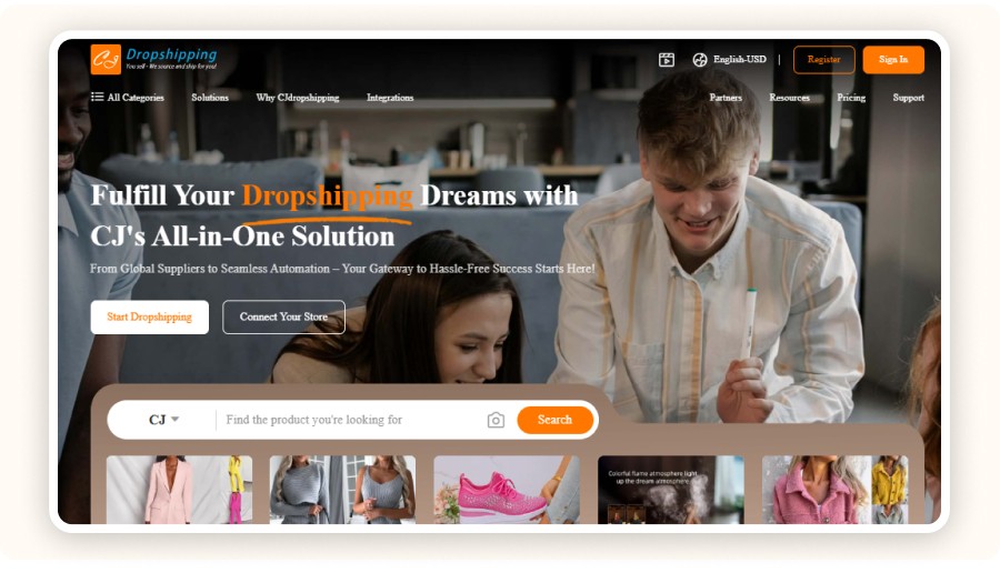 CJDropshipping homepage