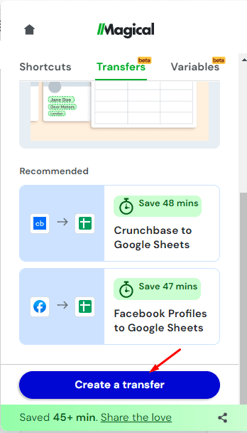 How to automate data entry into websites with Magical - step 2