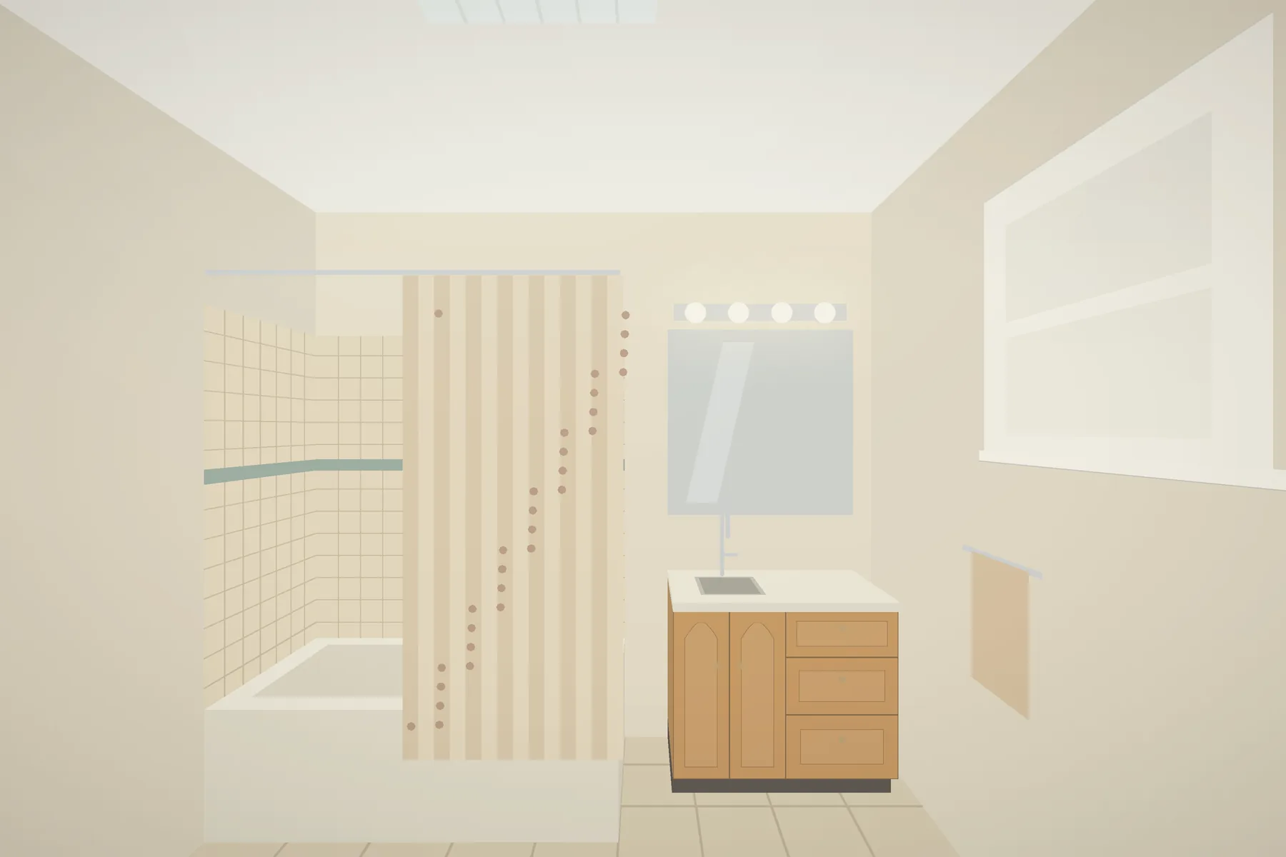 Cramped tub-shower combination before the remodel