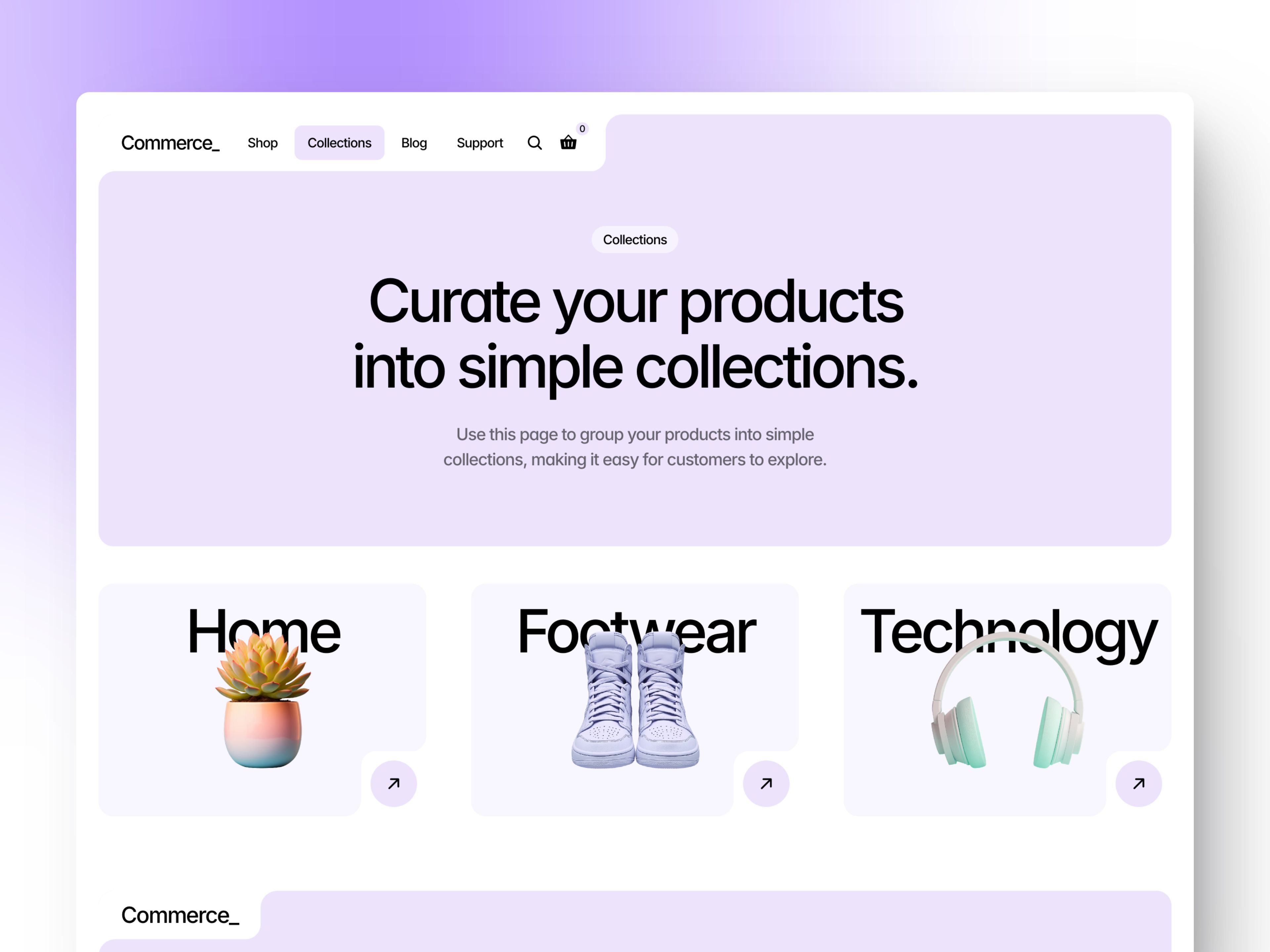 Screenshot of Commerce template