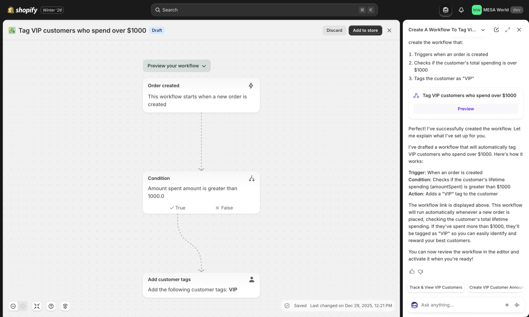Using Sidekick in Shopify Flow