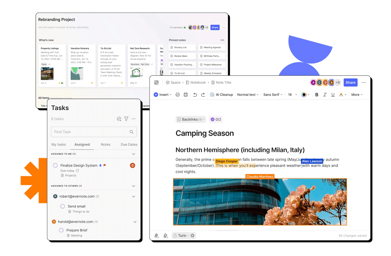 Interface of Evernote Teams