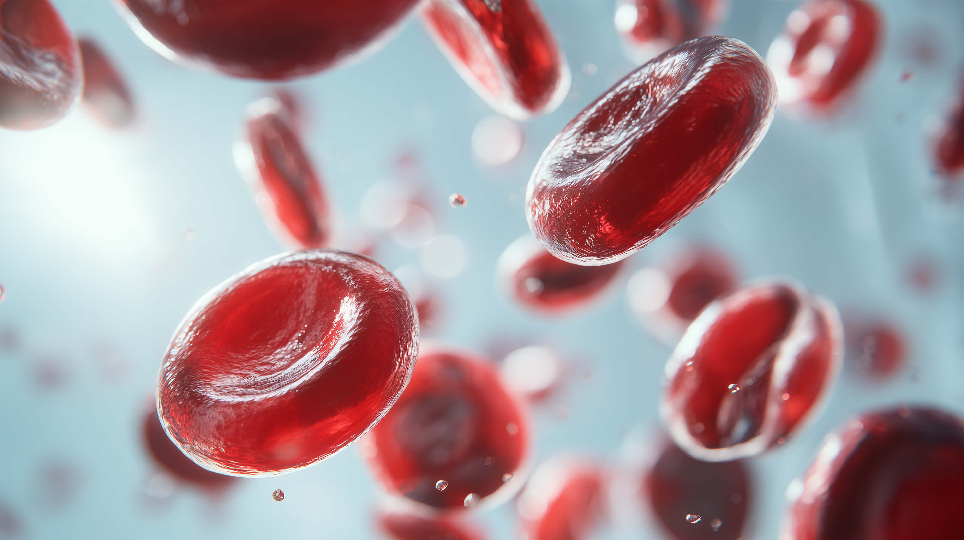 Red blood cells floating in a plasma.