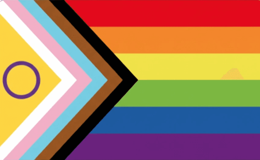 Progress Pride Flagge als Symbol für einen inklusiven Raum für BIPOC und LGBTQIA+ in der Praxis für Psychotherapie Nasim Kowalewski in München.