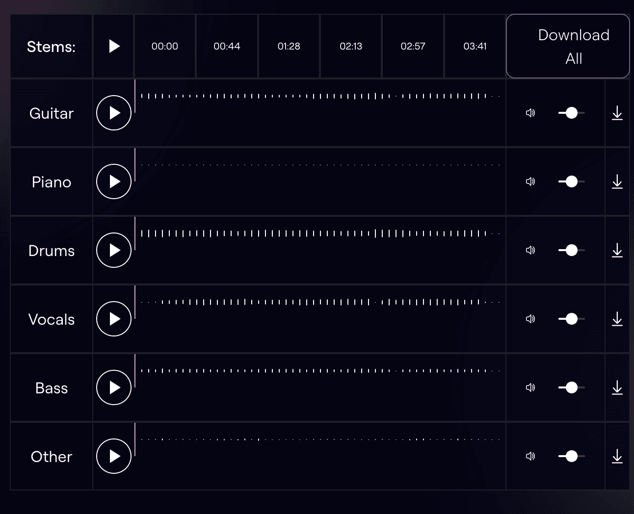 Musicfy.lol's stem splitter functionality