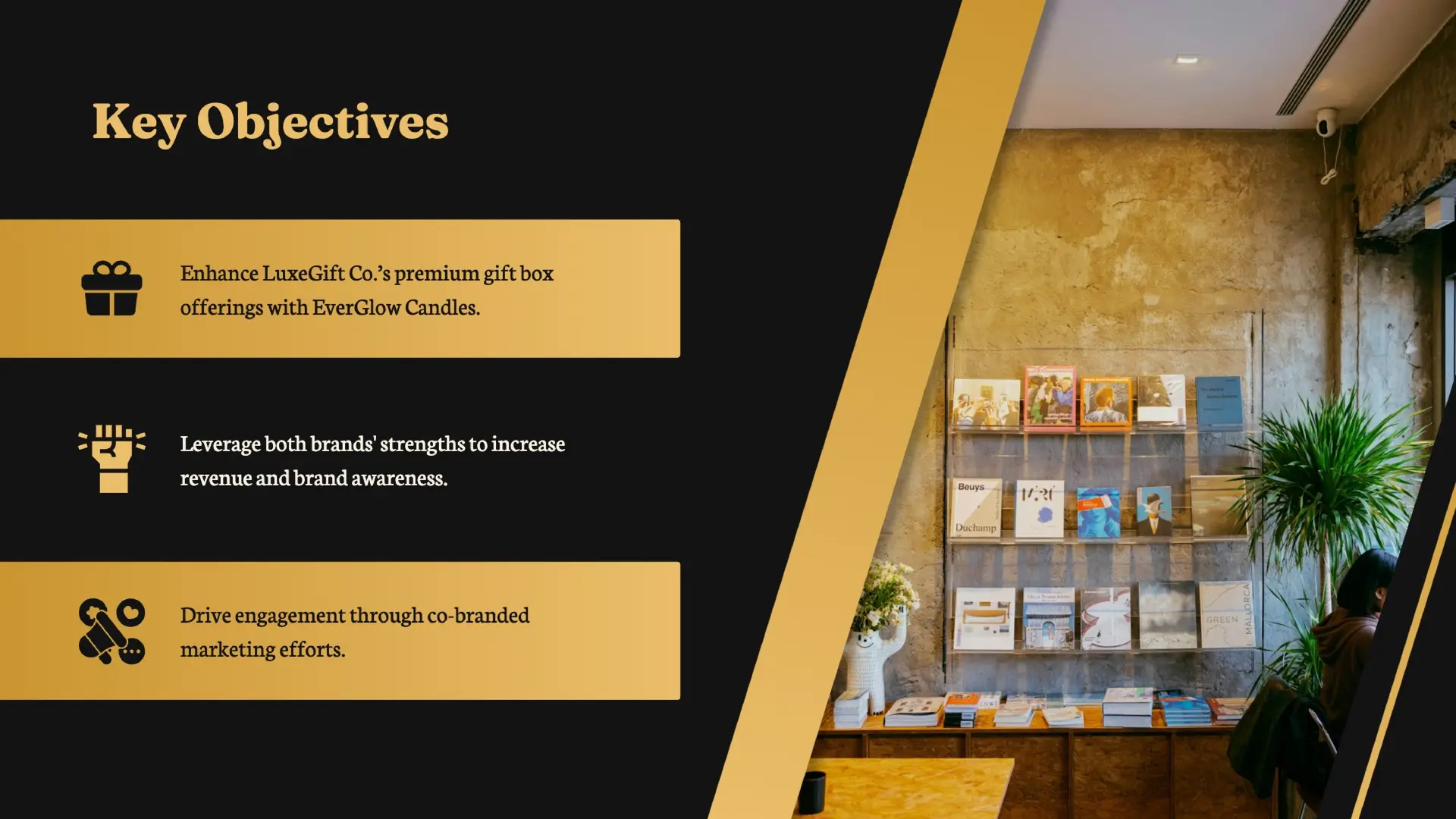 key objectives slide of a partnership proposal template