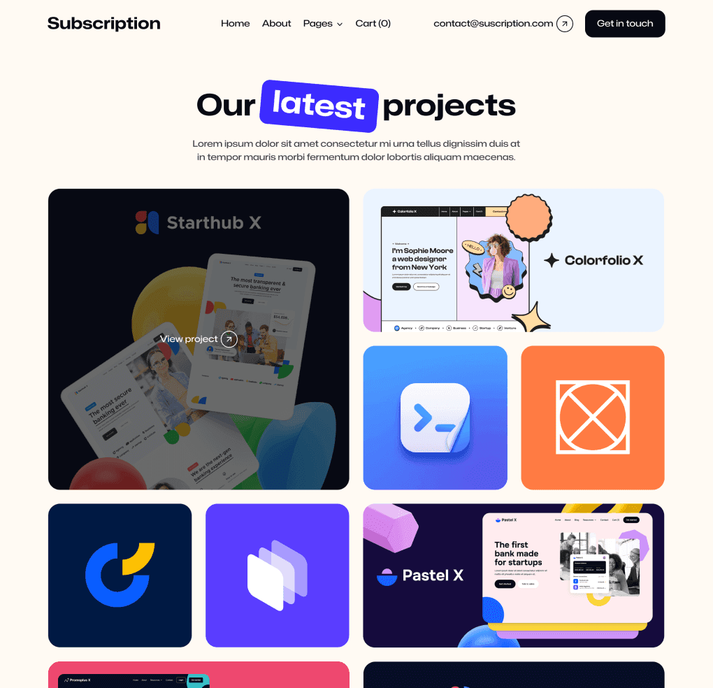 Subscription X - Portfolio Page - Design Subscription Agency Framer Template