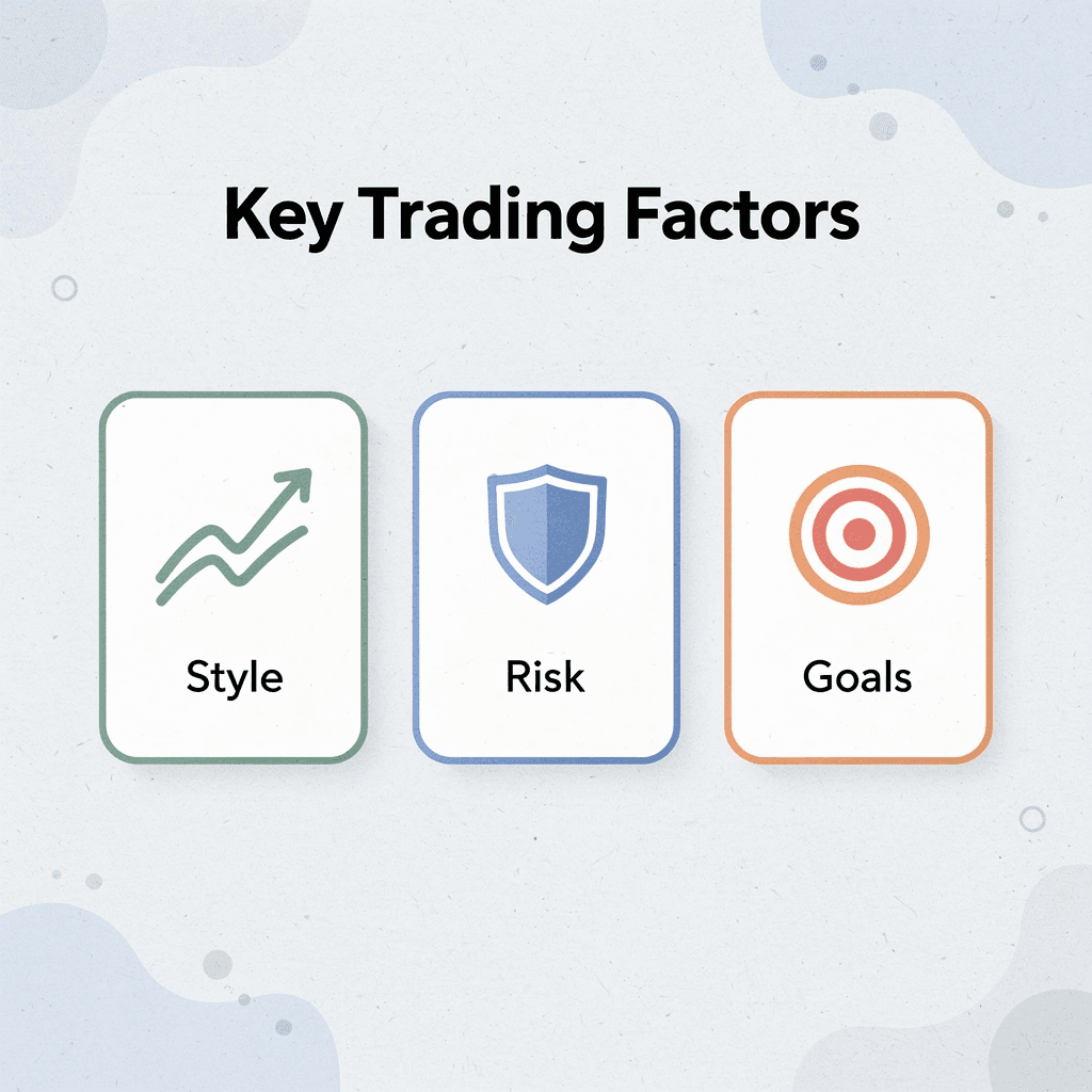 Infographic showing three key trading factors to consider