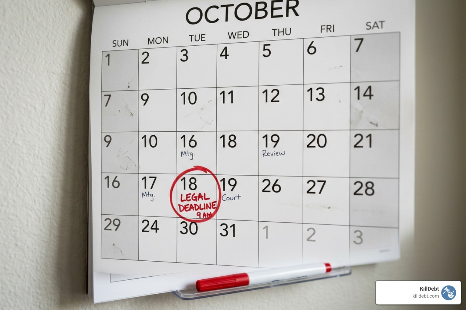 calendar with a circled deadline