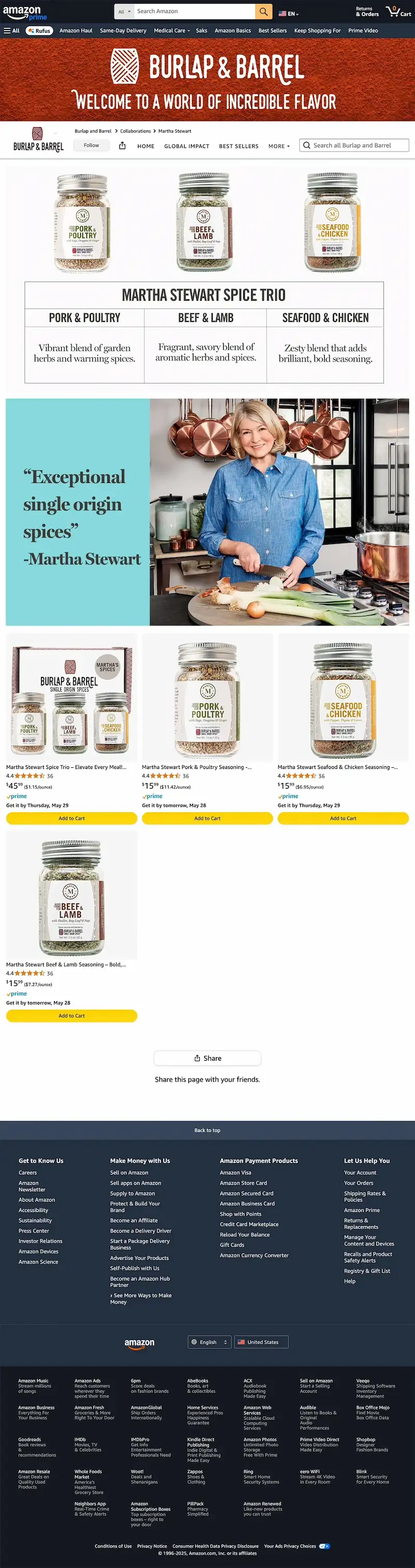 Burlap & Barrel Amazon Collection Page