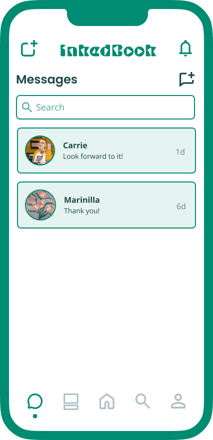 Inkedbook in-app messaging screen for contacting the artist