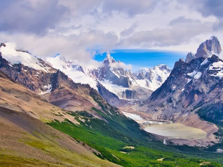 View of Fitz Roy and Cerro Torre from Lomo del Pliege Tumbado