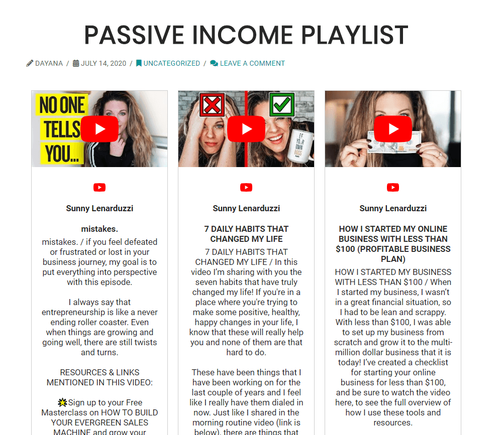 Embeded YouTube feed