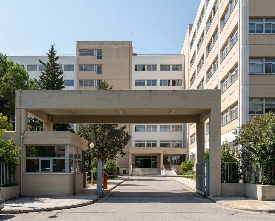 Exterior view of Ippokrateio Hospital in Thessaloniki.