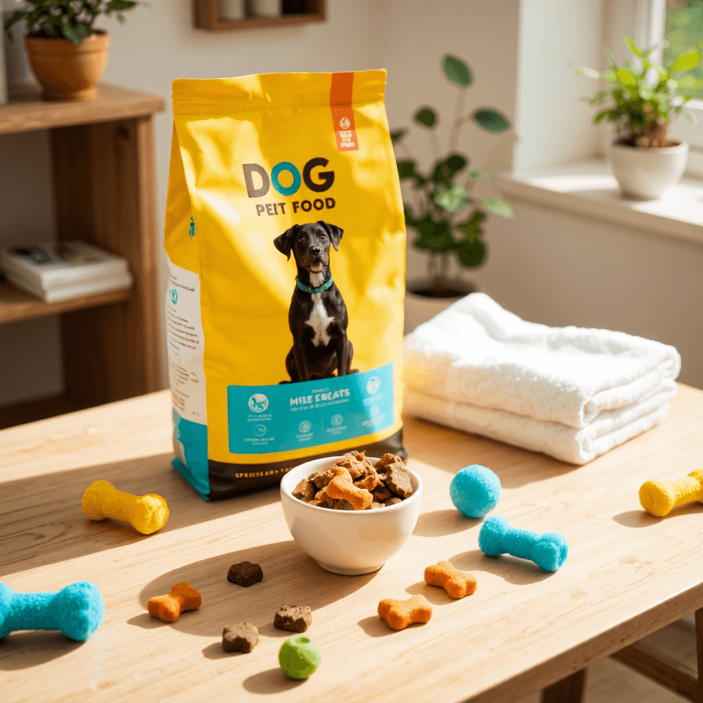 product photography of a bag of dog food