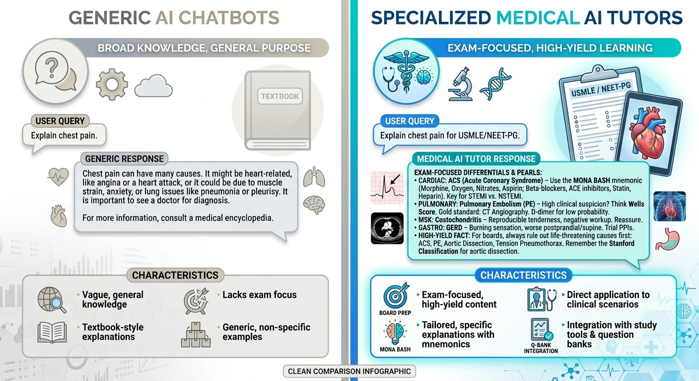 Generic AI vs Medical AI Tutor Comparison