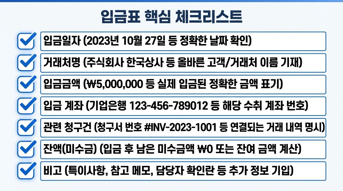 입금표 핵심 체크리스트