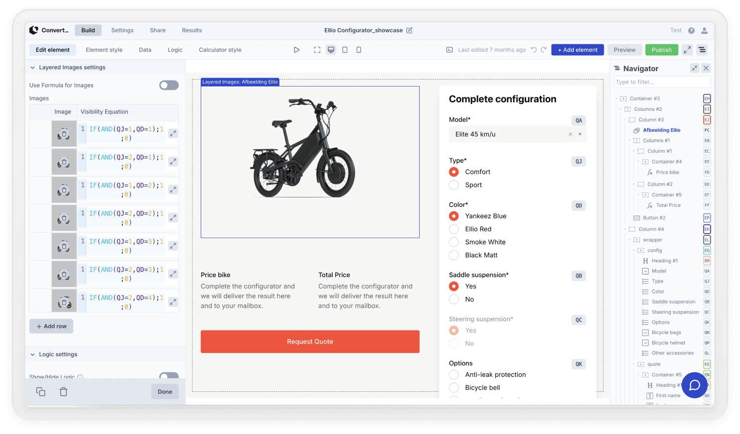 bike product configurator