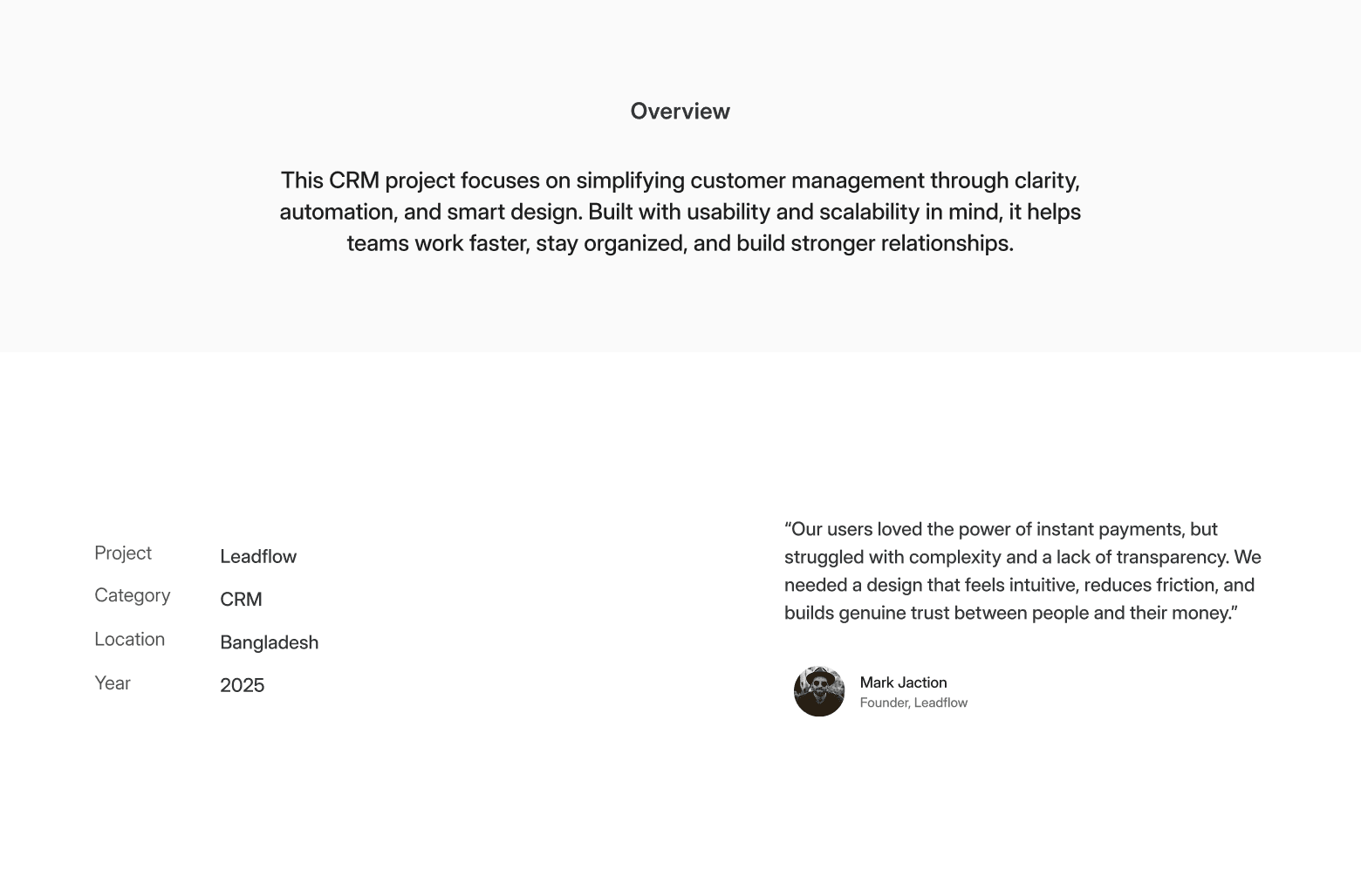 LeadFlow CRM project overview and summary