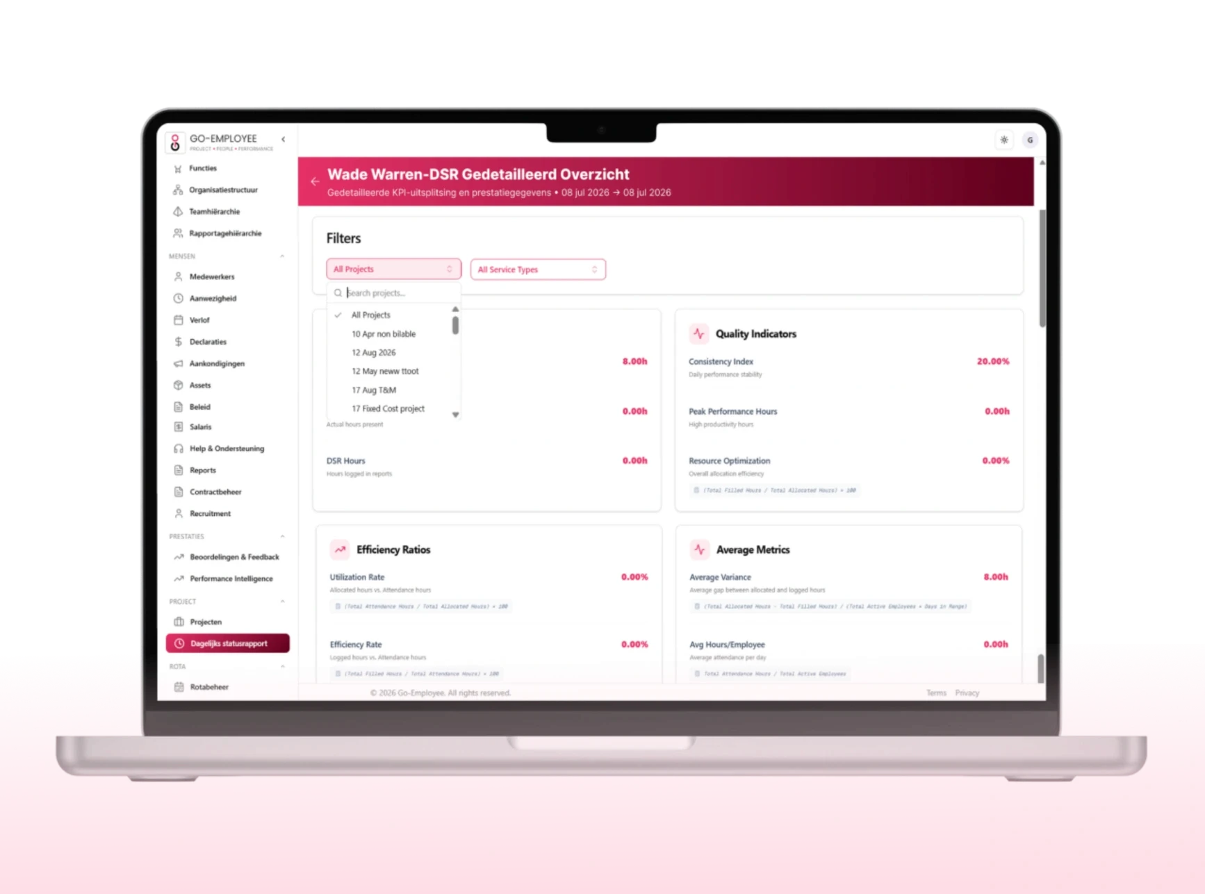 Individual Employee Timesheet KPIs complete visibility