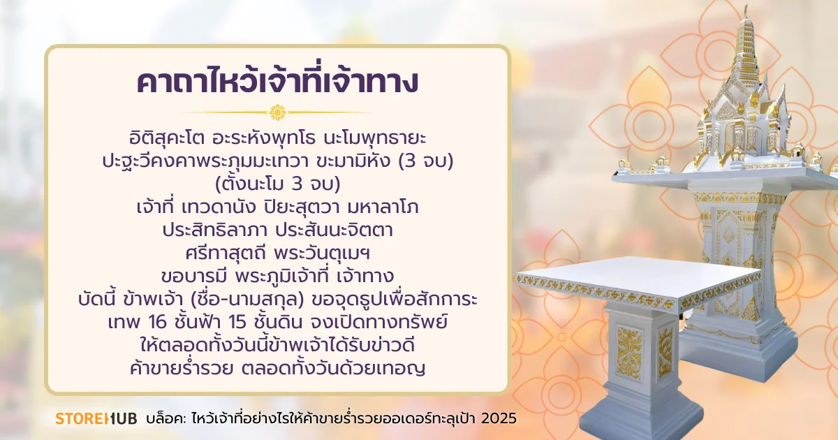 บทสวดหรือคาถาไหว้เจ้าที่เพื่อให้ค้าขายดี