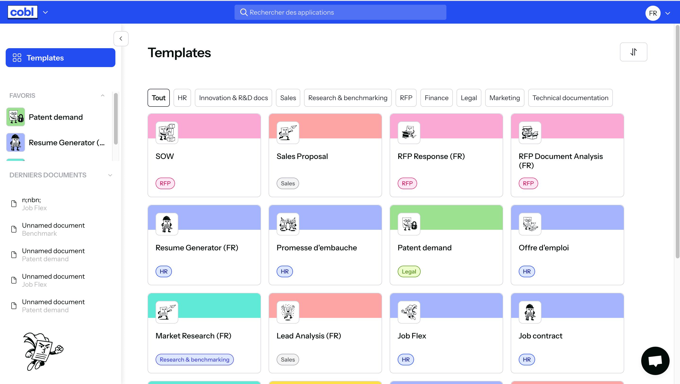 Templates for product design, UX, research, e-commerce, and website applications.