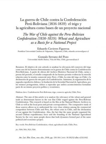 La guerra de Chile contra la Confederación Perú-Boliviana (1836-1839): el trigo y la agricultura como bases de un proyecto nacional