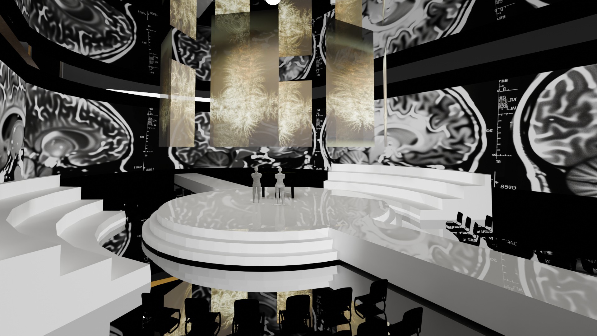 Conceptual visuals for The Art of Memory immersive installation by RenaiXance, created with 3D rendering and generative design.