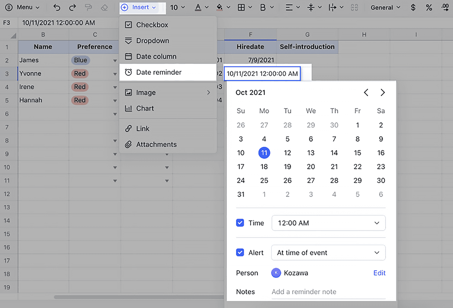 Lark Sheet Date Reminder Feature – Set Time, Alerts, and Person to Notify