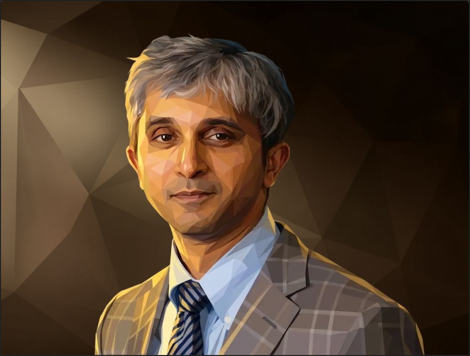 A person wearing a suit and tie with sunglasses.